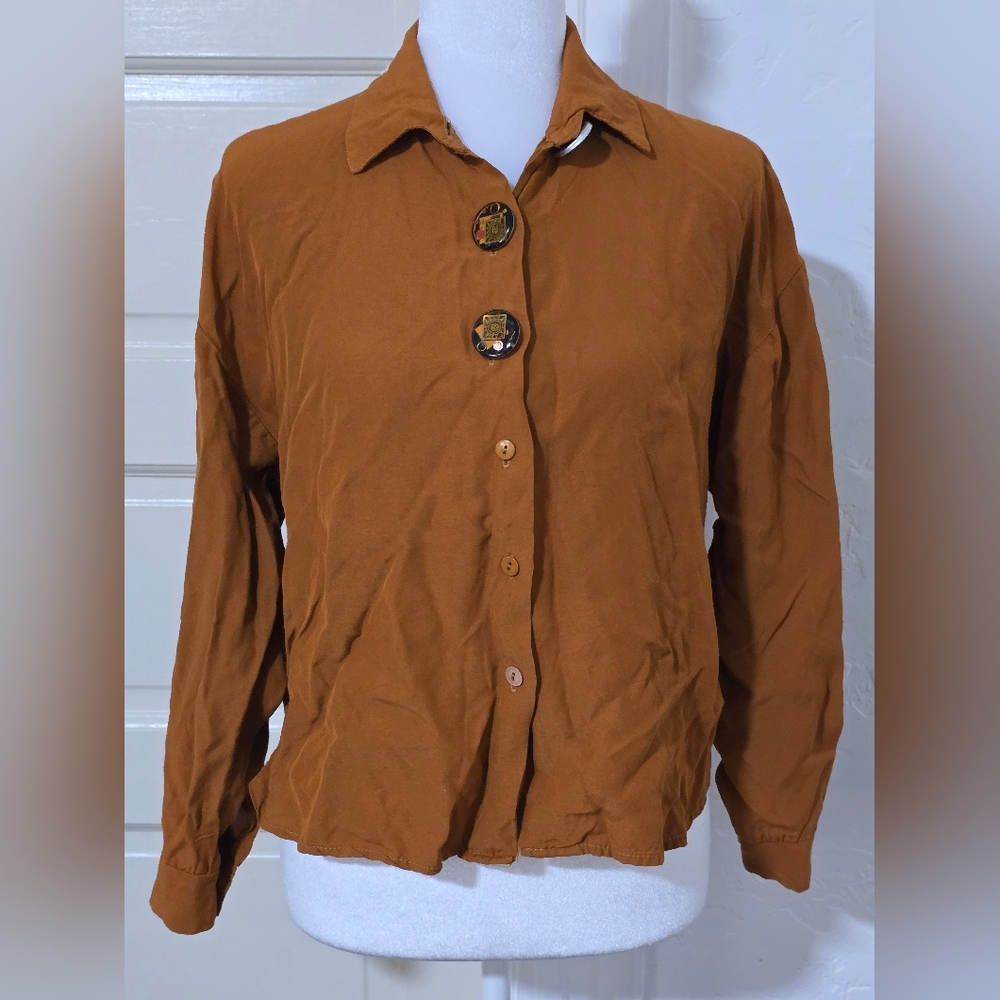 Vintage Mirrors Women's Brown Button-Up Shirt